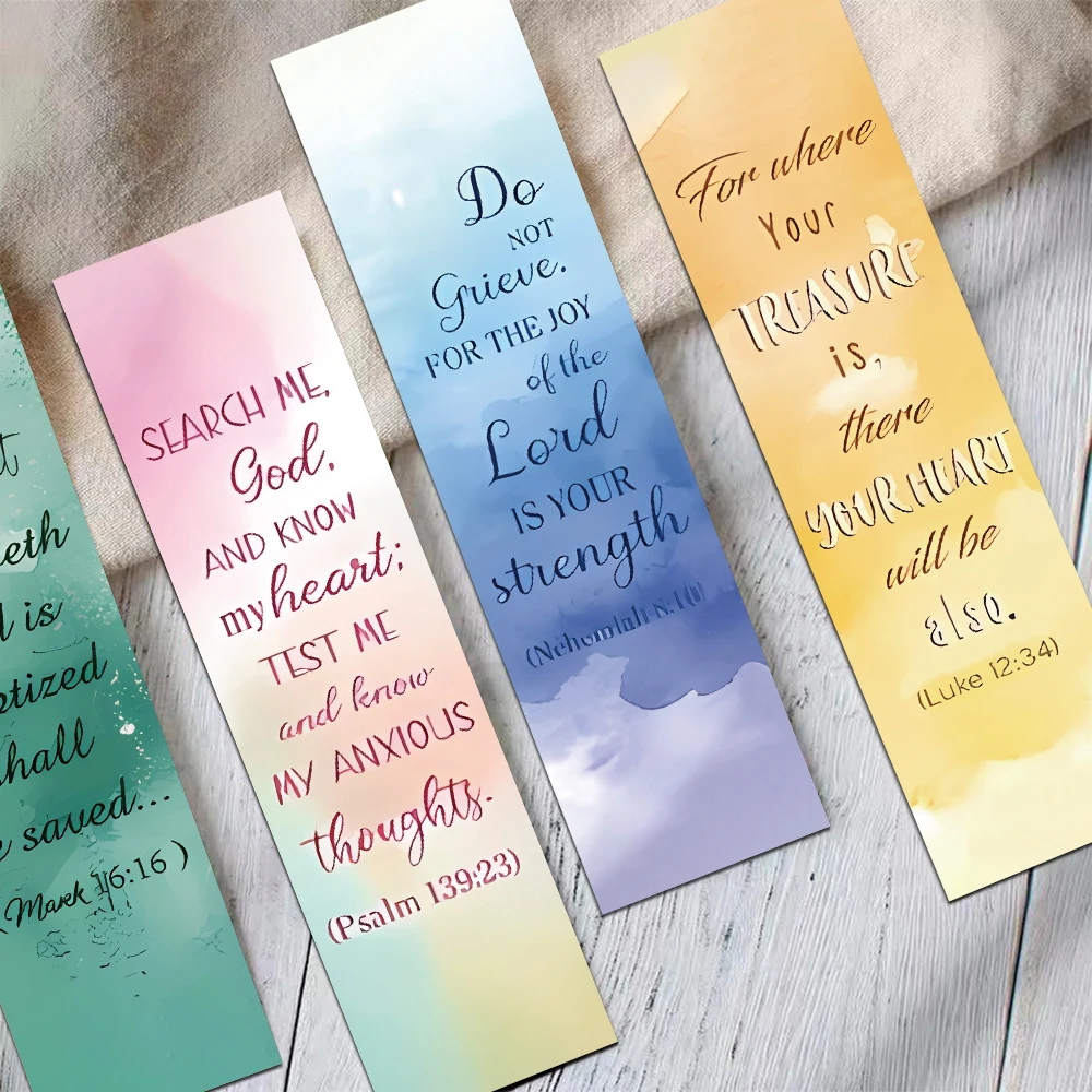 30pcs Watercolor Bible Bookmark Reading Pages Books Tagging Books Decorative Students Stationary Supplies Paper Cards Bookmarks