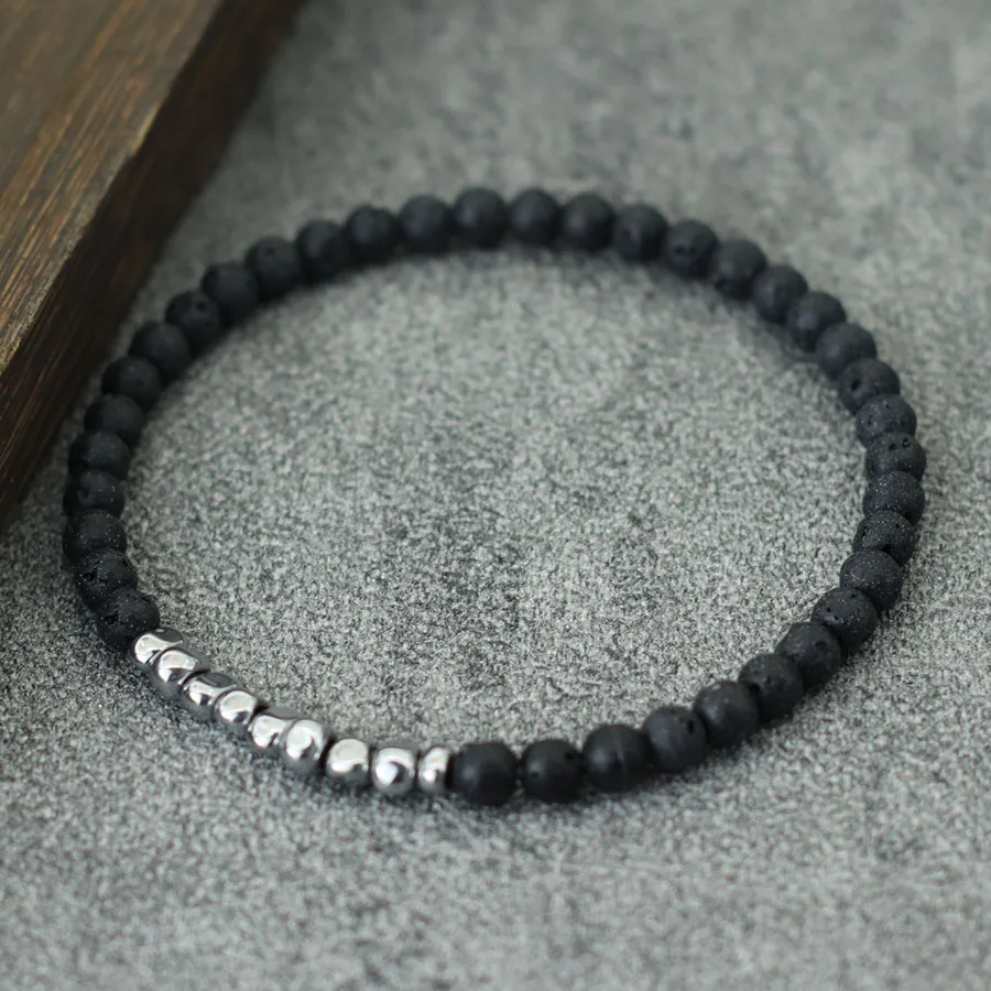 Hematite Stone Beads Unisex Bracelet Handmade Chakra Jewelry