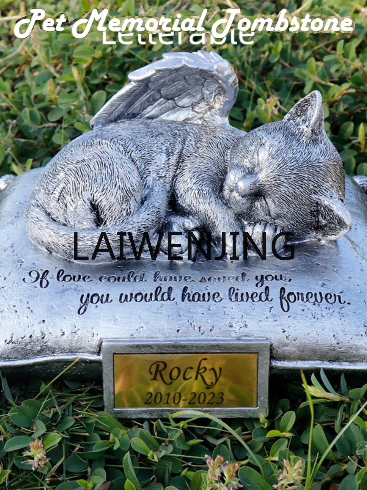 Kitten Tombstone Lettering Angel Cat Pillow Modeling Monument Pet Sacrifice Resin Decorations