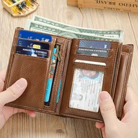WESTAL New Hand-Made Cowhide Wallet Men's Leather Anti-Theft Cash Clip Advanced Sense Large Capacity Wallet 1