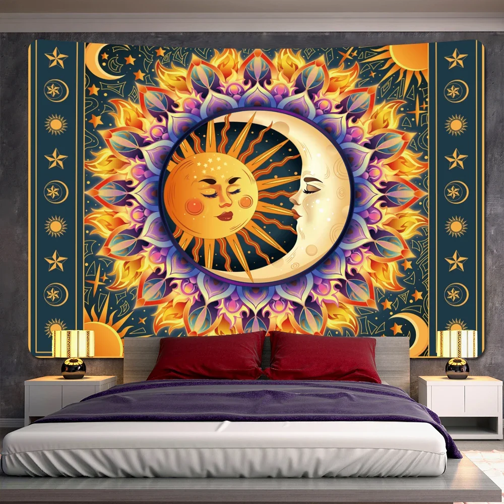 

Moon Home Decoration Art Tambage blanket Hippie Bohemia Decoration Psychous Scenes bedroom Wall decoration
