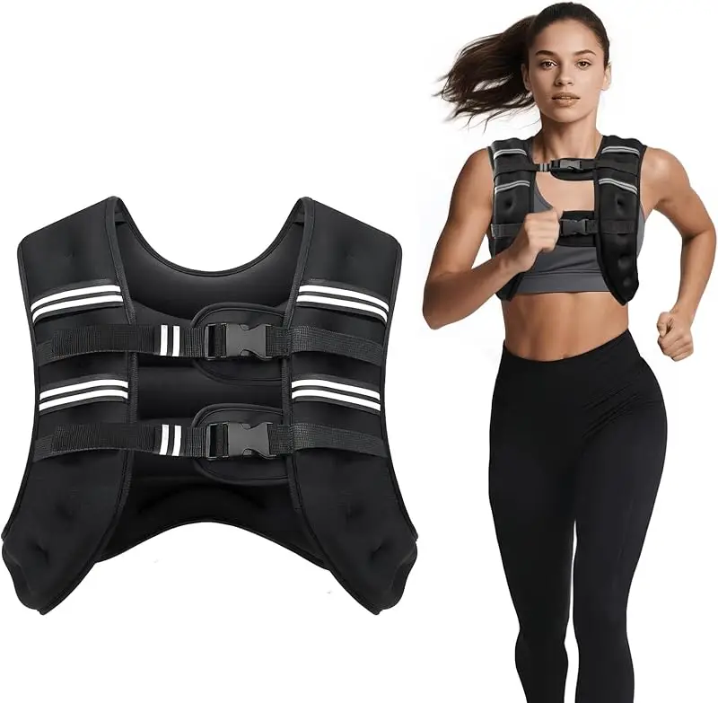 PACEARTH Weighted Vest,4lb/6lb/10lb/12lb/16lb/20lb/25lb/30lb Weight Vest With Reflective Stripe