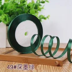 Luxurious Silk Satin Ribbon - 25 Yards of 1/4'' Single Face for Elegant Decor & Crafting (Dark green)