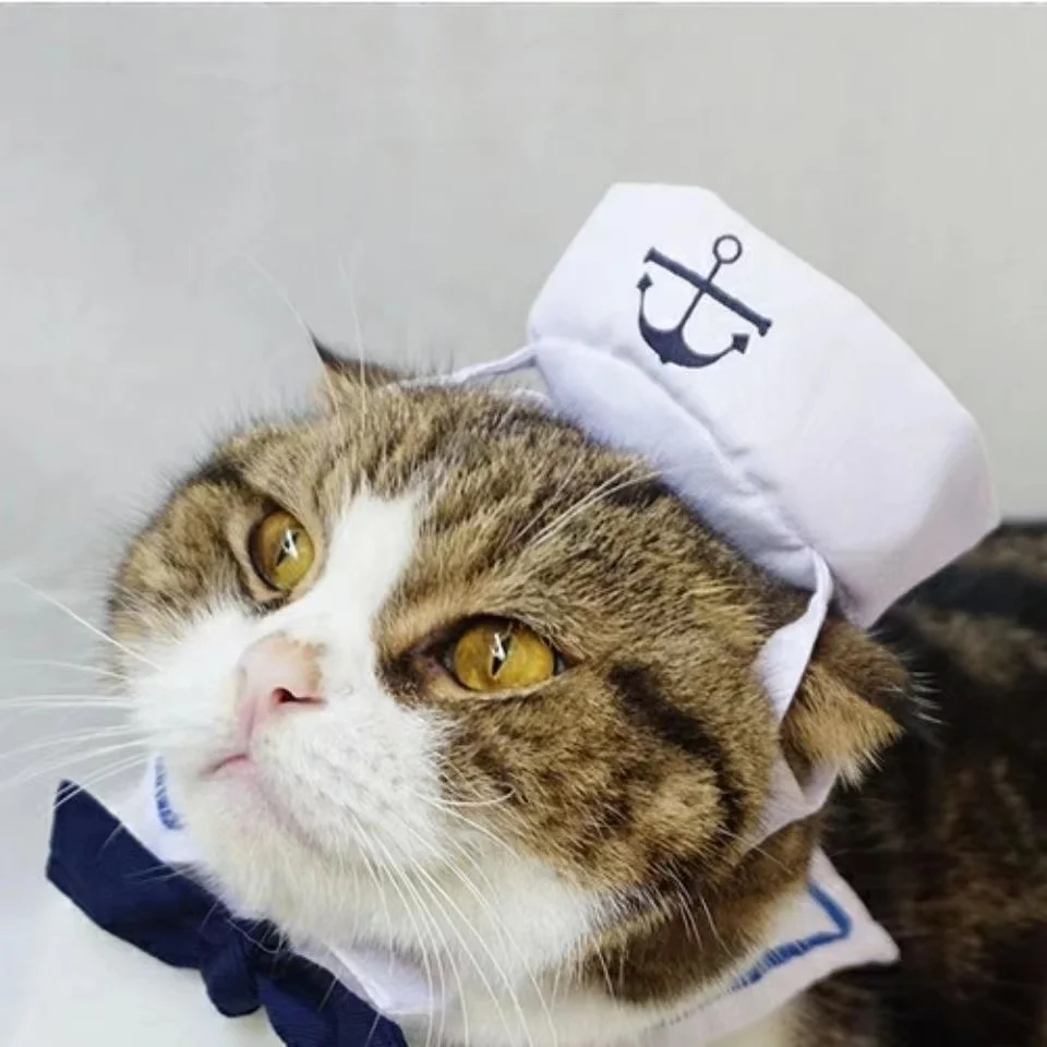 Funny Pet Cat Costumes Cat Dog Rabbit Apparel Clothes for Halloween Cosplay Navy Sailor Costumes Jacket Cloak Dog Accessories