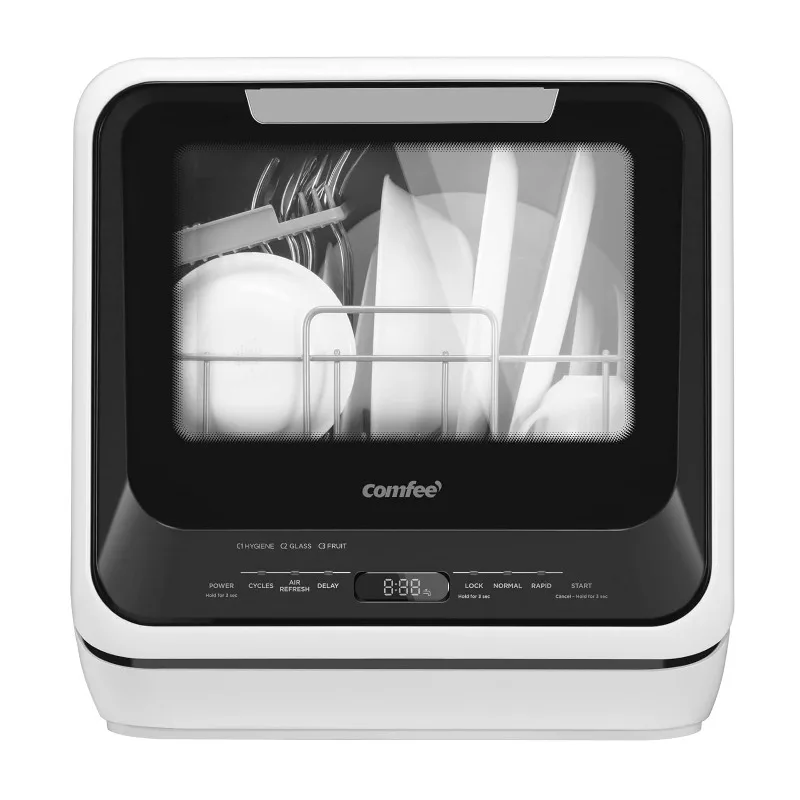 

No Hookup Needed Whole Black COMFEE' Portable Mini Dishwasher Countertop