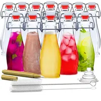 8.5 Oz Teardrop Swing Top Glass Bottles with Lids Flip Top Glass Bottle with Stopper 12 Pack 250mL Syrup Bottle Resealable Bottl