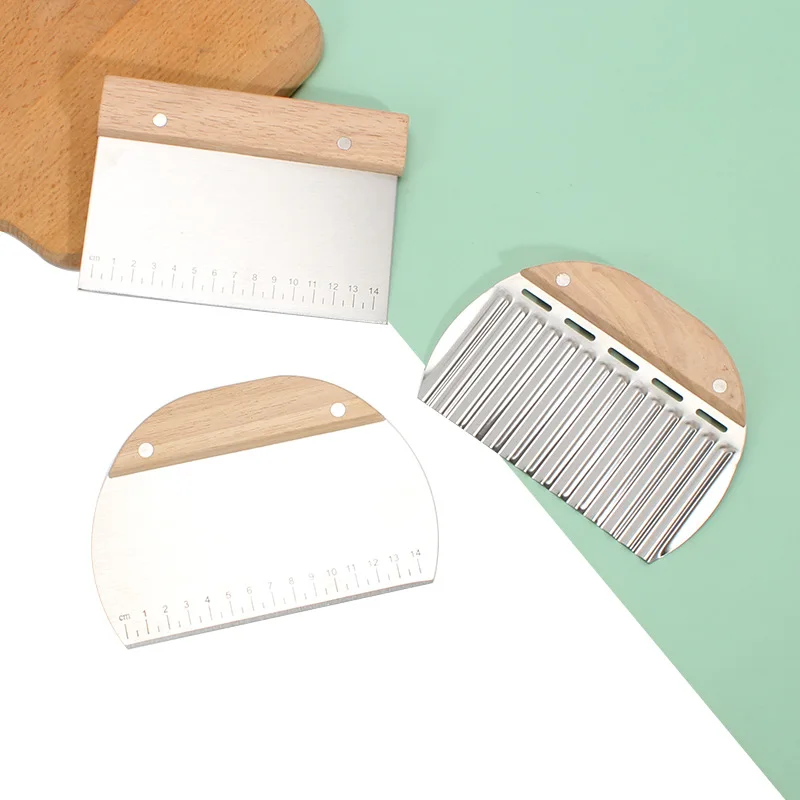 Pastry Cutter Flour Pastry Scraper Chopper Scale Dough Pizza Cutter Wave Knife French Fries Slicer Baking Tool