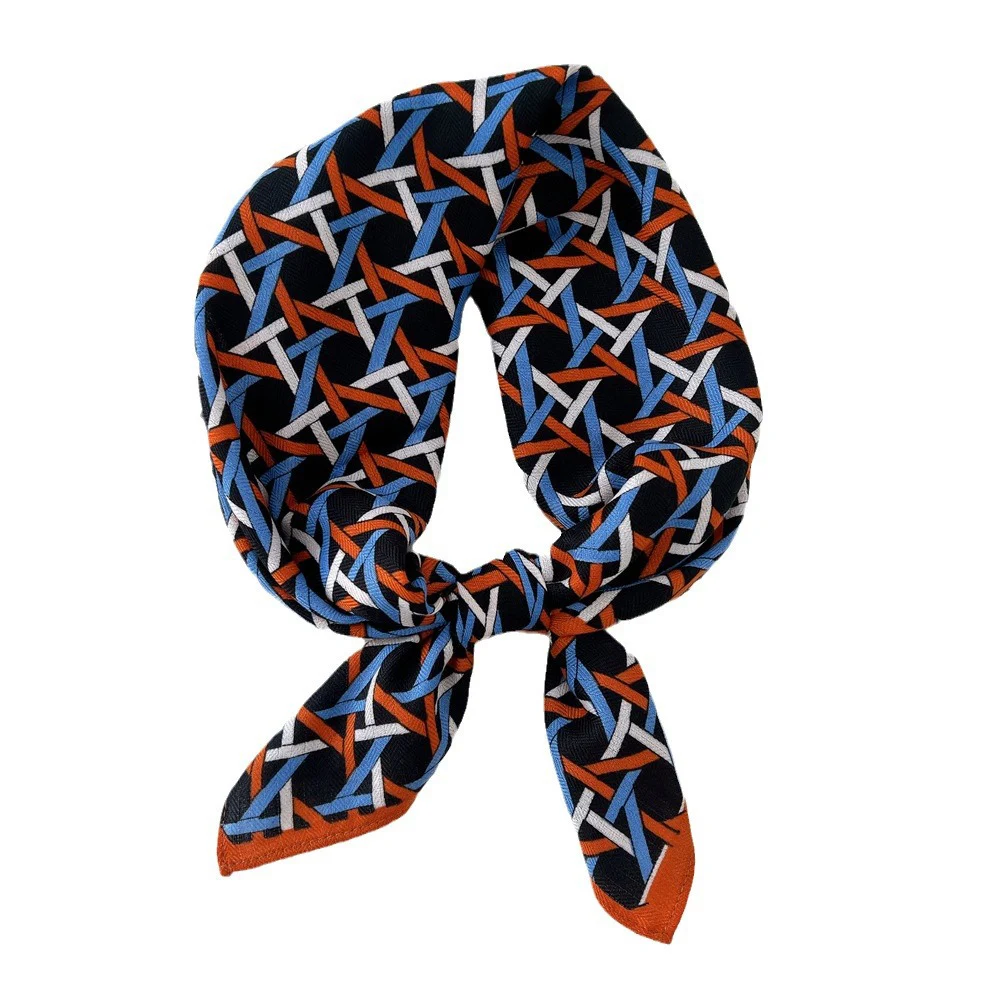 Vintage Flower Pattern Head Neck Scarves 65*65cm Cotton Linen Print Square Scarf For Women Small Shawls Female Bag Scarves 6