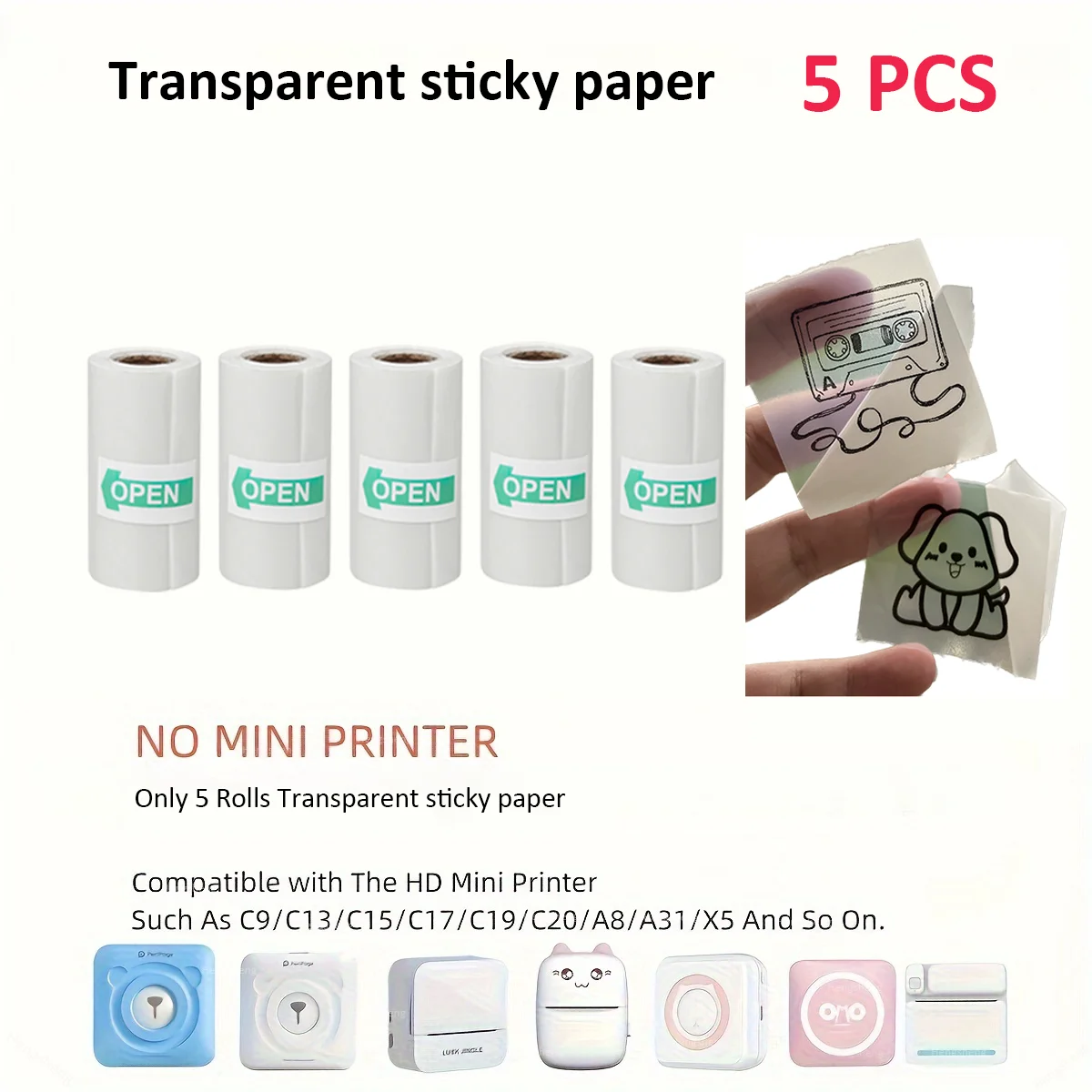 5 Rolls transparent