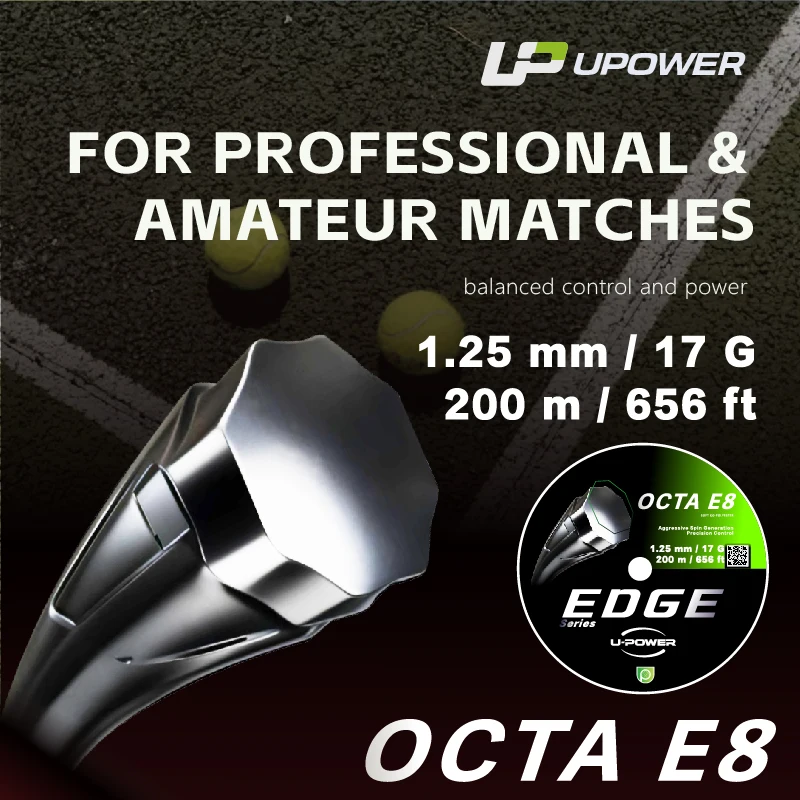 코폴리에스터 테니스 스트링 U-POWER EDGE OCTA 옥타곤 스피인 프로페셔널 1.25mm 17G 200m