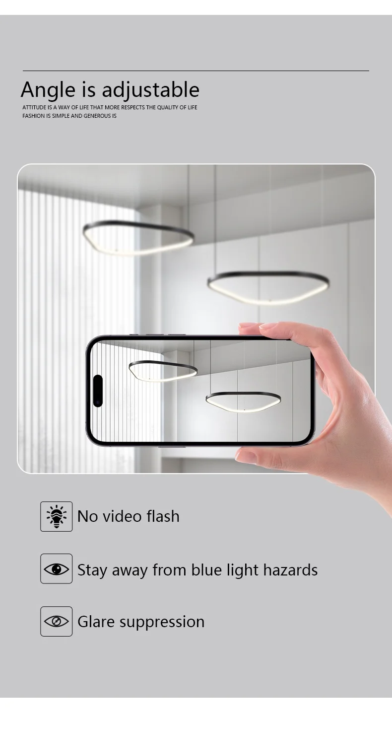 Moderne LED-Designer-Pendelleuchten, schwarz-weiße Ringe, Licht für Küche, Heimdekoration, Innentreppe, Esstischbeleuchtung – Detail 8
