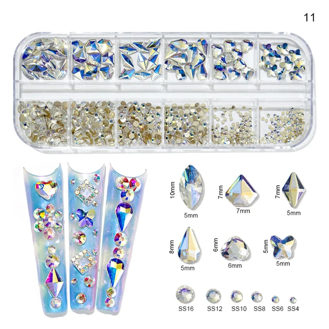 1000 Teile/schachtel Champagner Gold Diamant Nagel Kristall Mixed-Design Nagel Glitter Strass Nicht-HotFix Maniküre Strass Dekoration – Detail 12