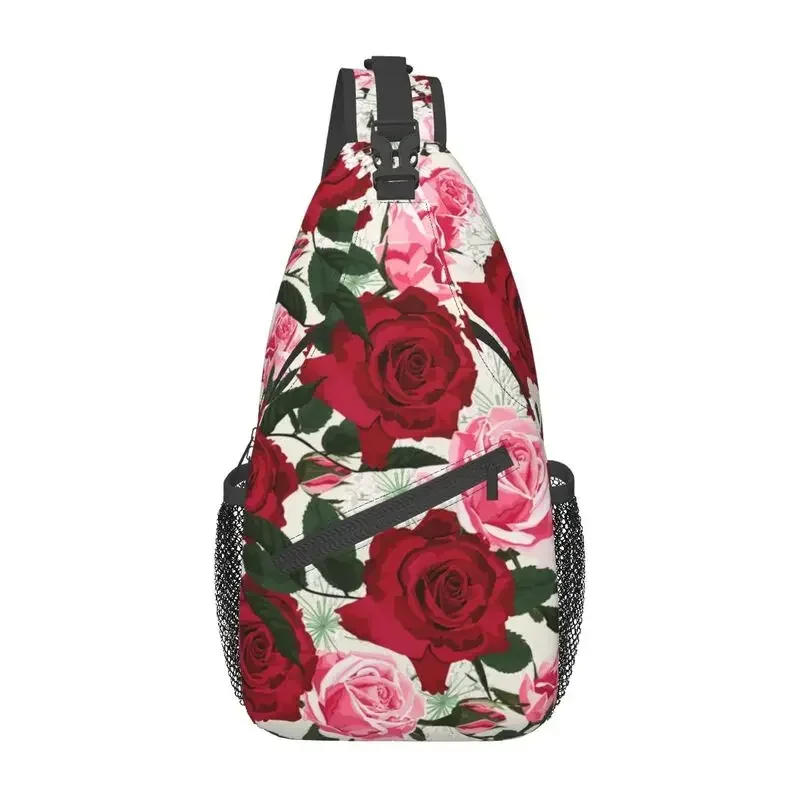 

Крутой Рюкзак-слинг через плечо с красными и розовыми розами, мужской рюкзак с цветочным рисунком для путешествий, езды на велосипеде