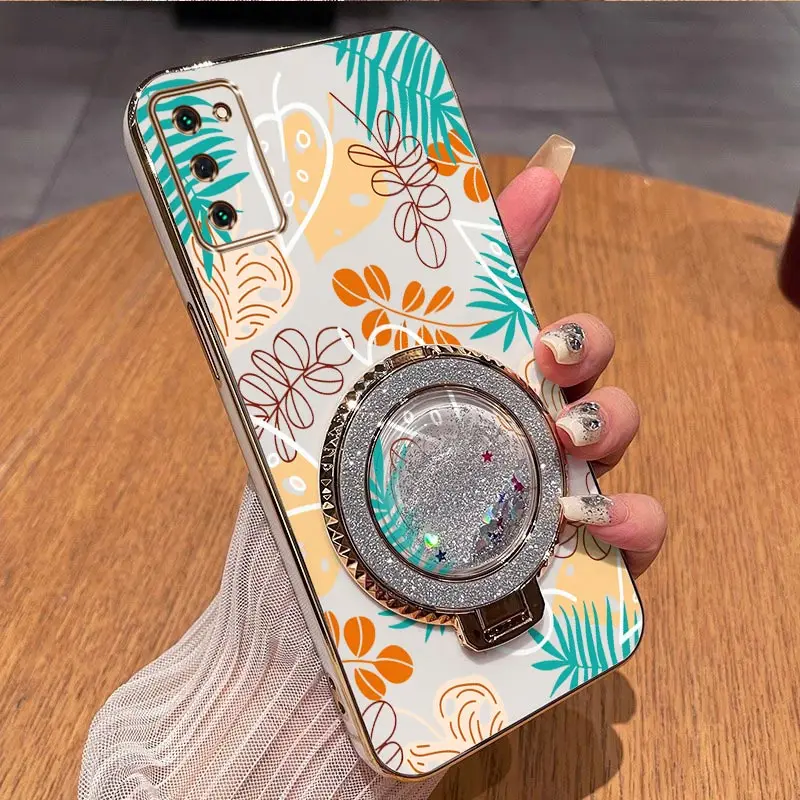 Elegant Line Leaf Plating Phone Case Cover