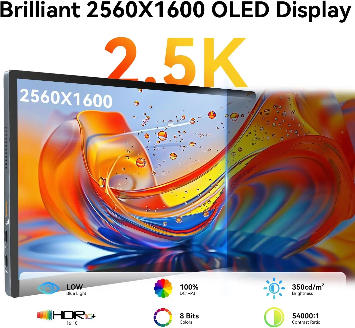 쇼스크린 10.5인치 OLED 2.5K 휴대용 터치 모니터, 100% DCI-P3, 윈도우 안드로이드 스위치용