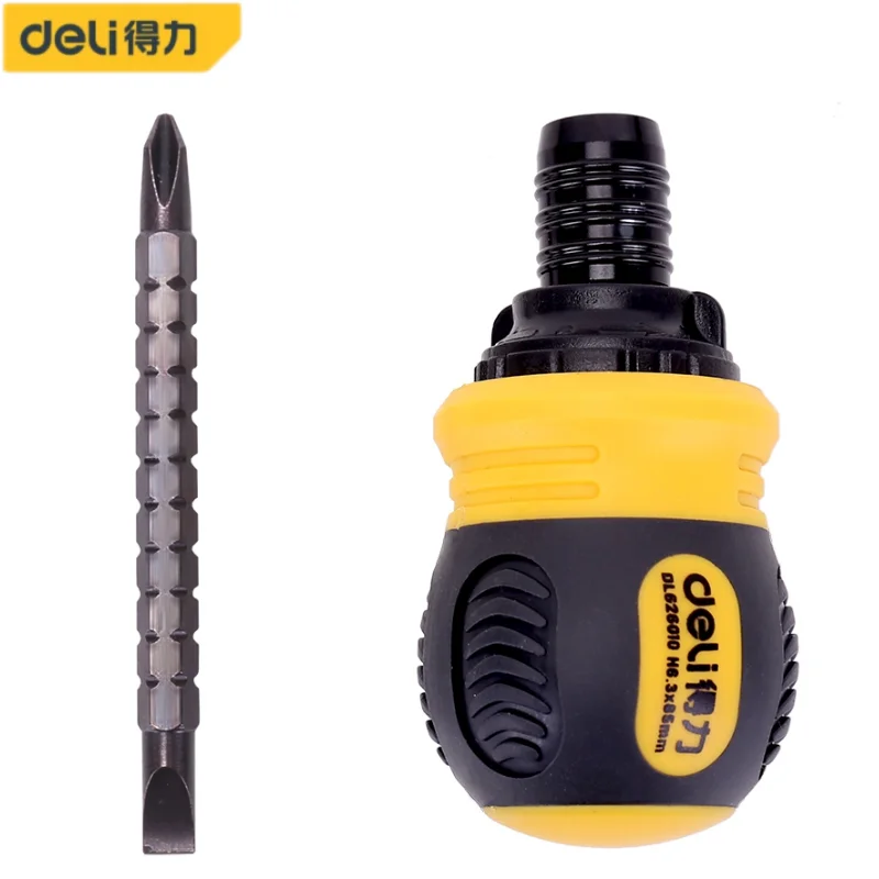 screwdriver Flat Blade Tip Cross Slot Bits Screwdriver Short Shank 2 in 1  Hand Tools Set  Ratchet Screwdriver Tools