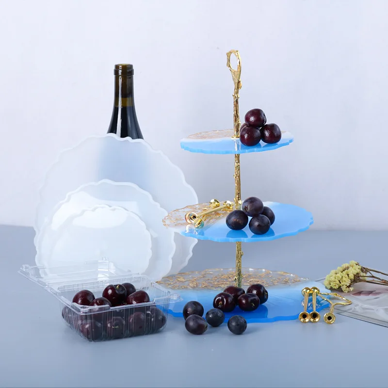 Three-layer Fruit Trays Epoxy Resin Molds DIY Tea Plate Disc Silicone Mould For Resin Casting Home Decoration