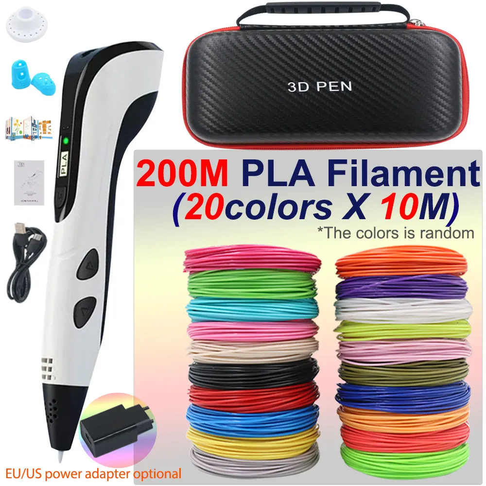 3D Printing Pen New Style 3D Pen for Children 3D Printing Pen with Power Adapter Storage Box PLA Filament Birthday Christmas Gift For Kids