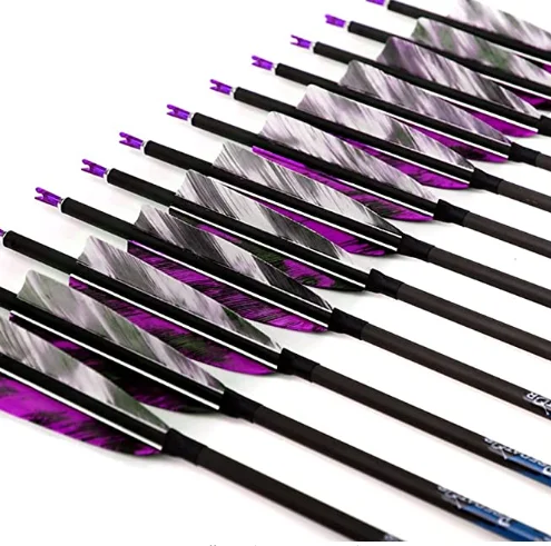 id6.2mm pure carbon feathers arrow Spine250/300/340/400/500/600/700/800 6/12pc 4inch turkey feathers Archery Bow Shooti carbon arrow shafts