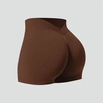 Women Summer V- Waisted Yoga Shorts Fashionable and Sexy Running Fitness Pants Gym High Elastic Hip Liftting Sports Shorts 1