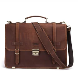 2022 Genuine Leather Mens Laptop Messenger Bags Man Business Affairs Briefcase Inch Portable Computer Package Designer Hot Sale
