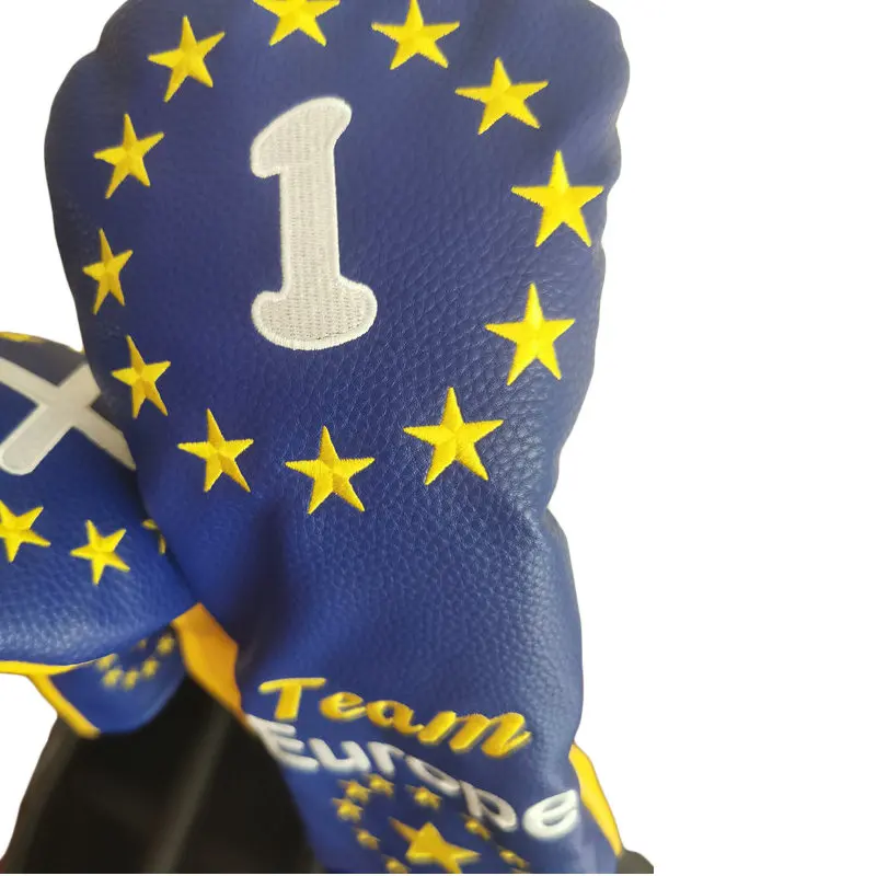 Golf Wood Head Cover Blue Europe Star Golf Fairway Woods Fw UT Set Protection Golf Clubs Accessories Golf Driver Headcover 5