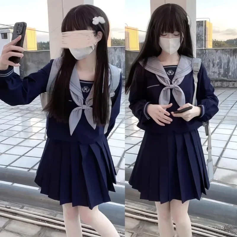 Japanese Schoolgirls School Uniform Dress Cosplay Costume Japan Anime Girl Lady Lolita Sailor Top Tie Pleated Skirt Outfit S-XL