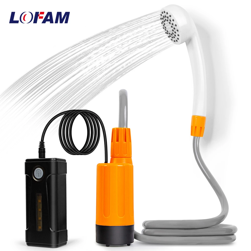 משאבת מקלחת חשמלית ניידת נטענת לטיולים בחוץ, חוף, נסיעות ברכב וכביסת חיות מחמד