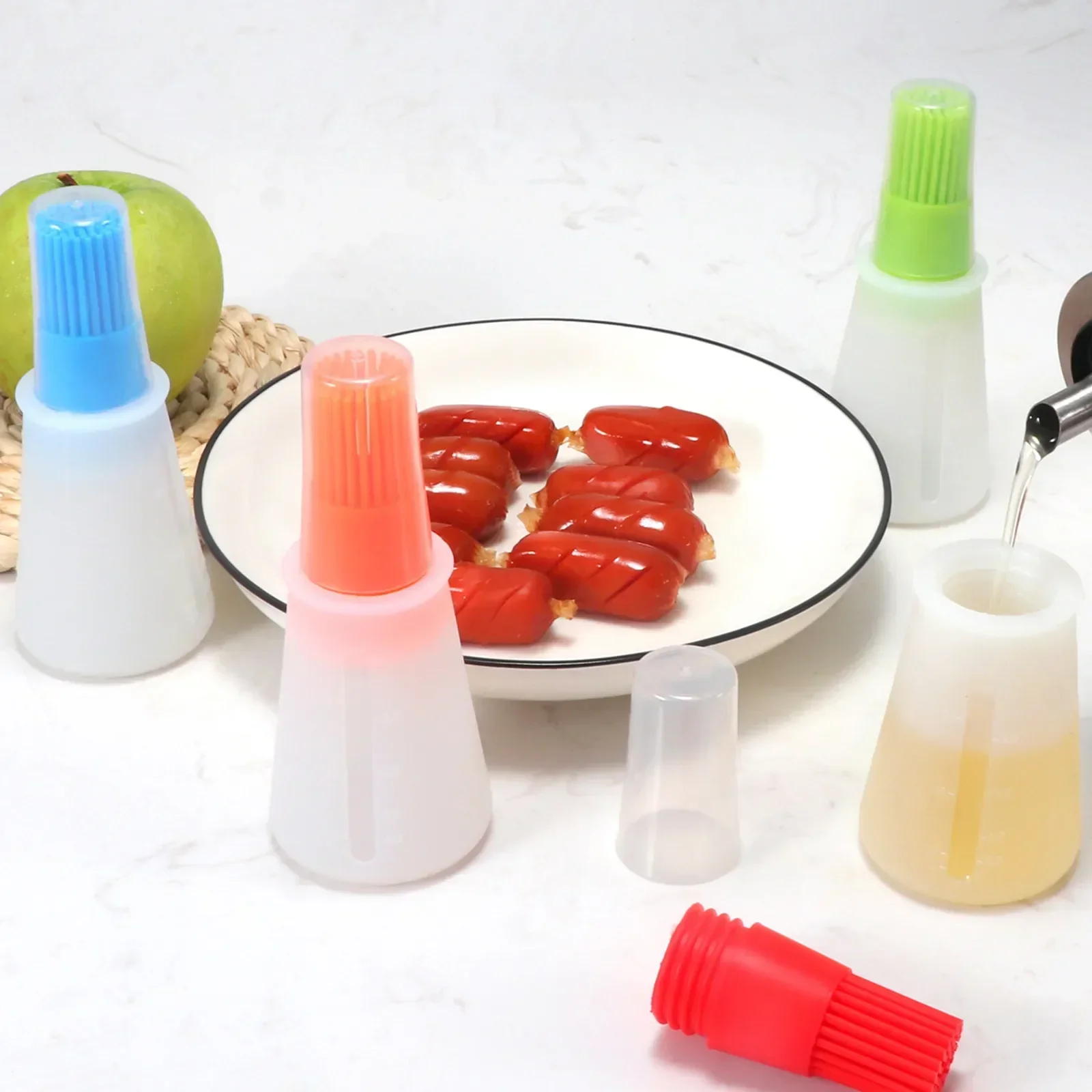 Silicone Flat-bottomed Barbecue Oil Bottle Brush BBQ Brushes Kitchen Gadgets Bbq Accessories Oil Brush Silicone Basting Brush Oil Bottle Brush