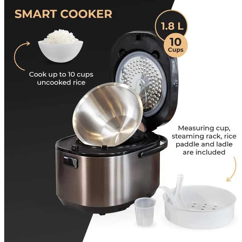 Rice Cooker and Warmer, 1.8L, 10 cups of rice, Non-Coating inner pot, Efficient, Multiple function, Induction Heating (10 cups) 2