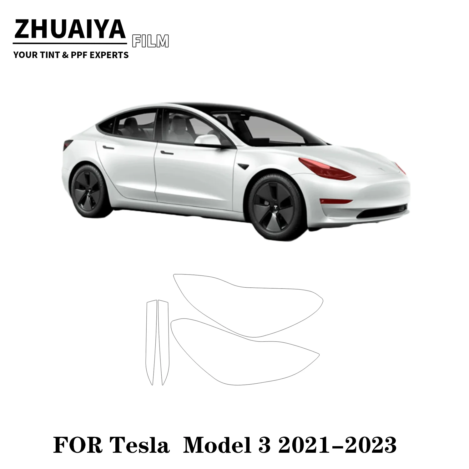 20172024ForTeslaModel3HeadlightsandfogLightsPPFPaint