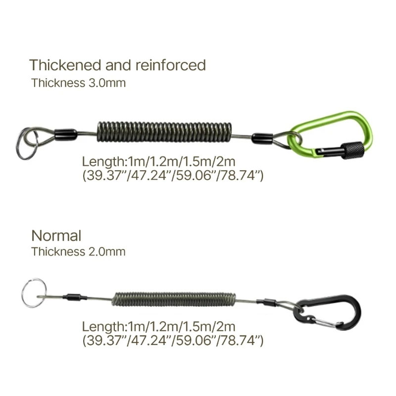Multifunctions Fishing Safety Lanyards Retractable Coiled Tethers with Carabiner