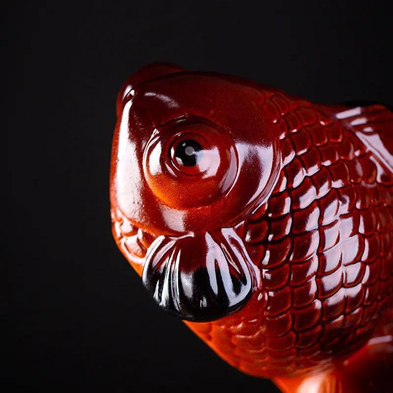 Ceramic Tea Pet Ornaments Creative Color Changing Goldfish Set Tea Tray Supportable Table Accessories Teaware