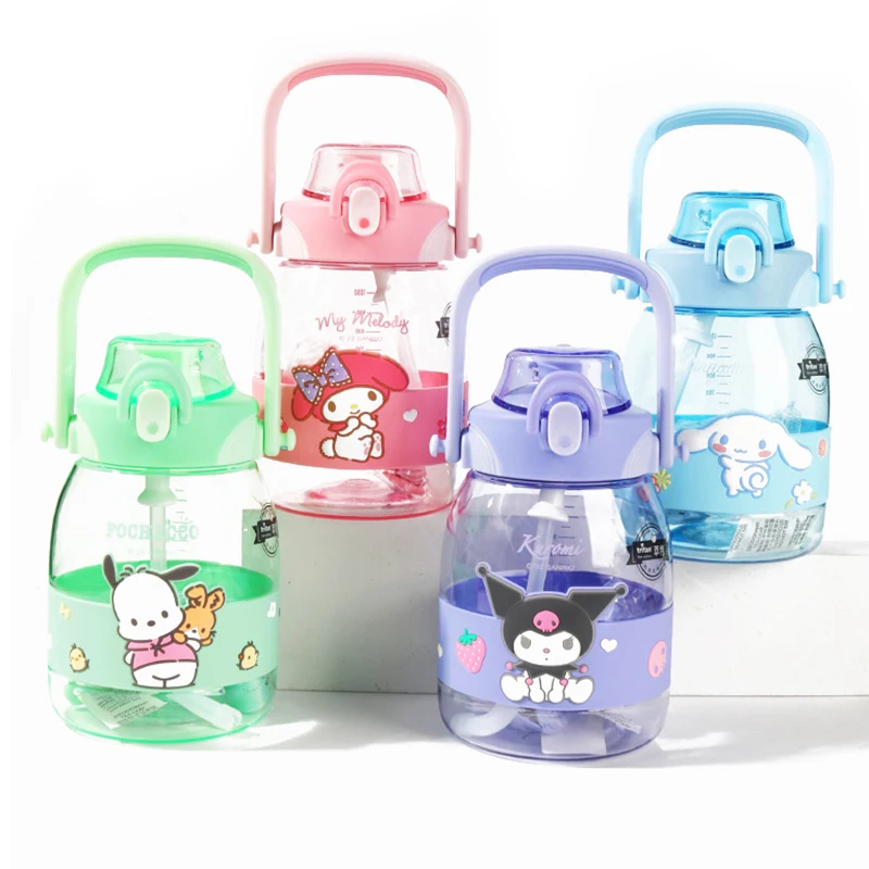 

1200ML Sanrios Cinnamoroll Mymelody kawaii Anime Cartoon Water Bottle With Straw Large Capacity Tritan Water Bottle for Outdoor