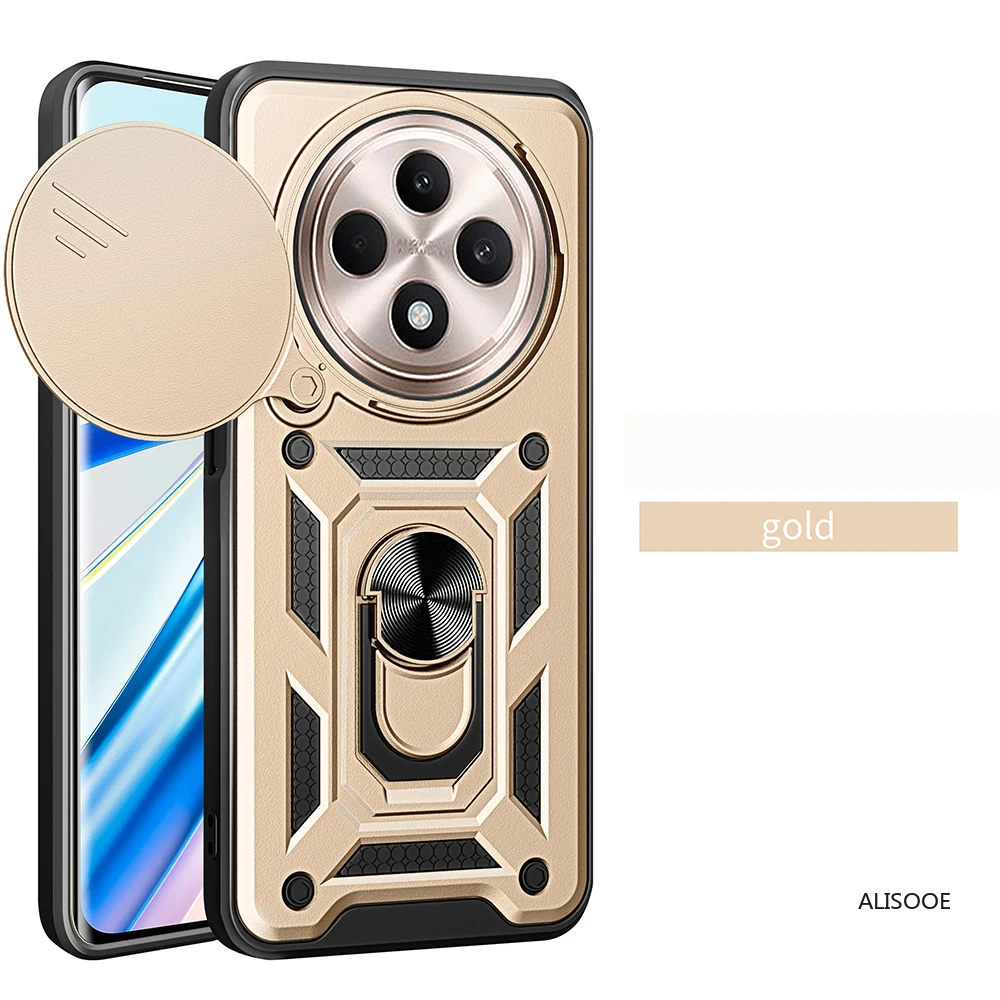 Premium Armor Case with Slide Camera Lens Protector and Ring Stand