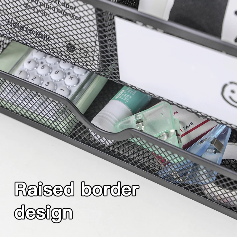 Desk Organizer Black Desk Accessories Office storage Desktop pen holder with drawer Home workspace