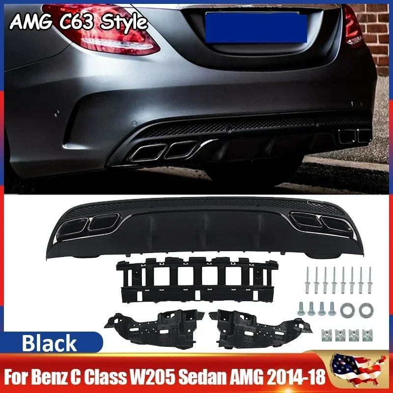 

MagicKit AMG Bumper Diffuser 4-Outlet Tips for Mercedes-Benz W205 C200 C300 2014-2018
