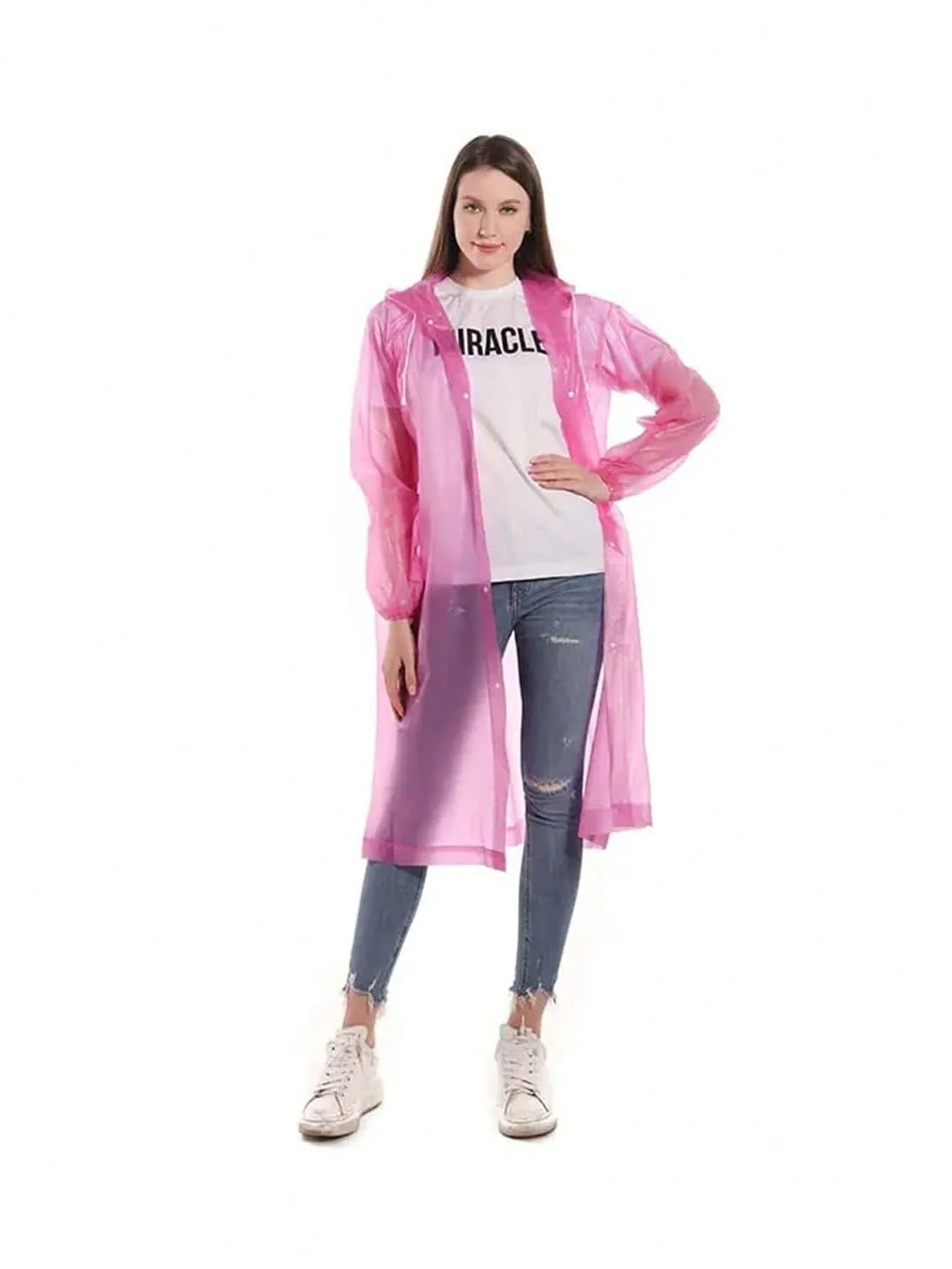 1 PCS Rain Coat for Adults Reusable EVA Rain Ponchos Lightweight Coat Waterproof Gear for Men and Women