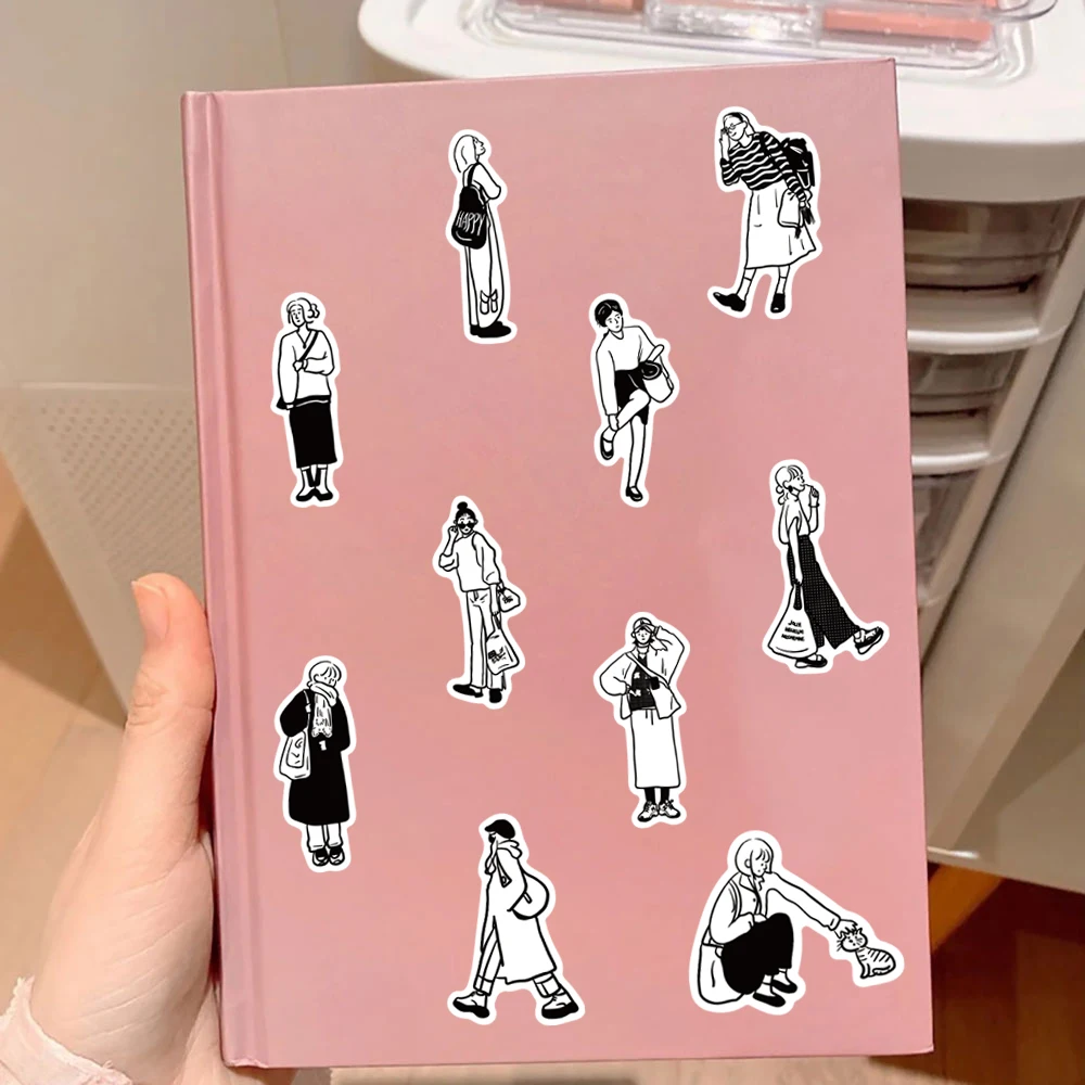 30개 미니멀리스트 캐릭터 스티커, 여행 가방, 휴대폰 케이스, 핸드북, 방수 스티커 등 장식에 적합