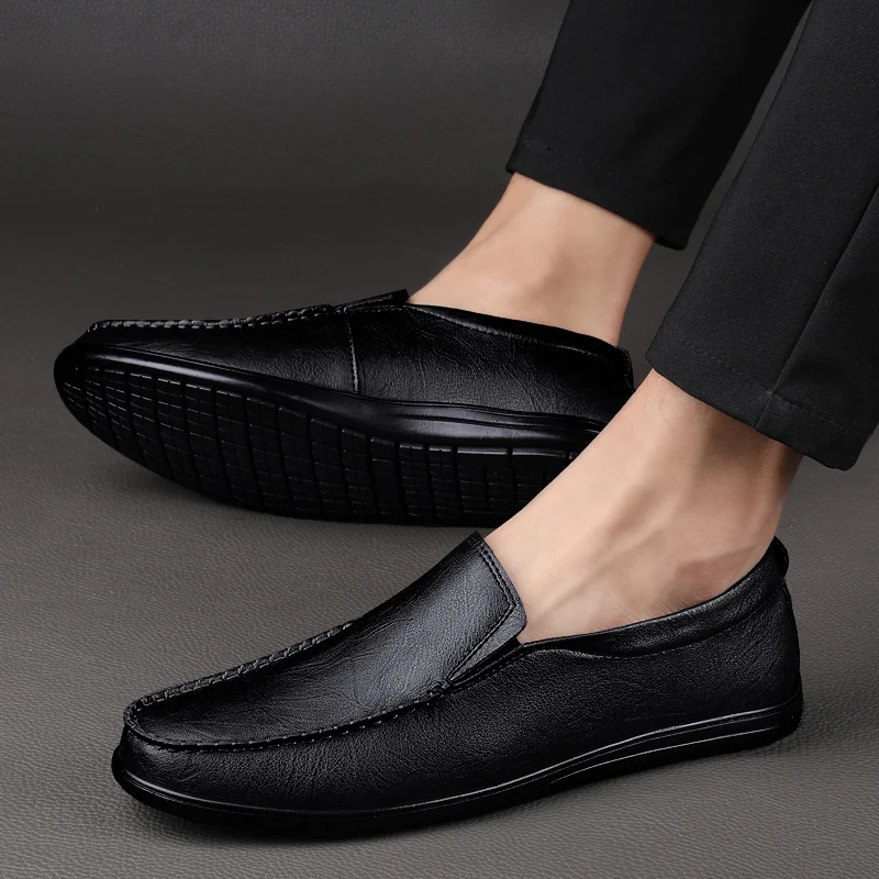 

2023 Italian Genuine Leather Slip on Men Shoes Luxury Brand Loafers Fashion Design Casual shoes Moccasin Male Driving Dress Flat