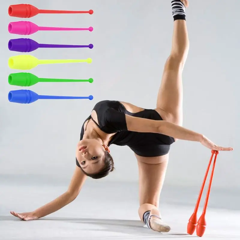 2Pcs Rhythmic Gymnastics Sticks Bars Clubs Rhythm Fitness Training Equipment Tool for Adult Children 35cm 13.38" Length