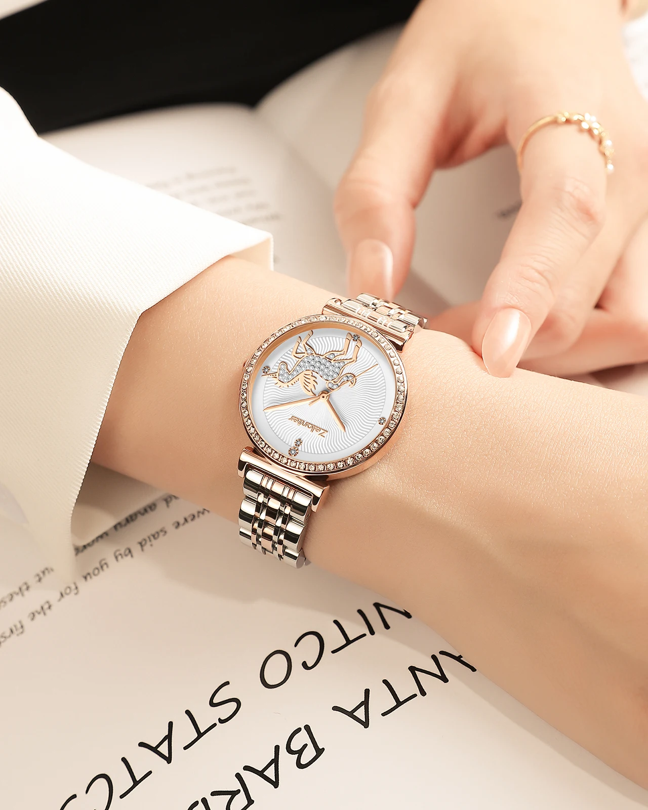 Luxury brand women's watch quartz with diamonds watch for women fashion crystal stainless steel strap girls clock gift watch