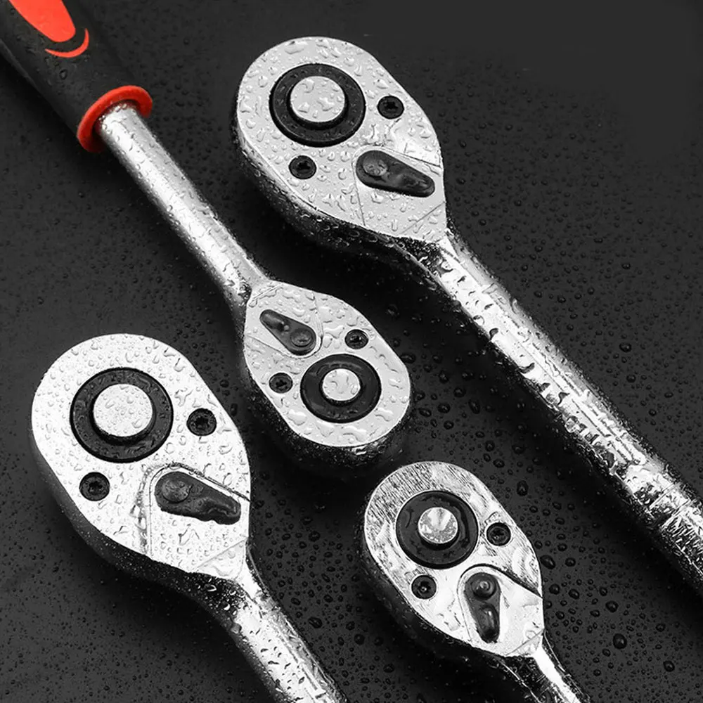 1/4 3/8 1/2 Inch Ratchet Wrench 24 Tooth Drive Ratchet Socket Wrench Tool Multi-funtion DIY Hand Tool Ratchet Handle Wrench 3