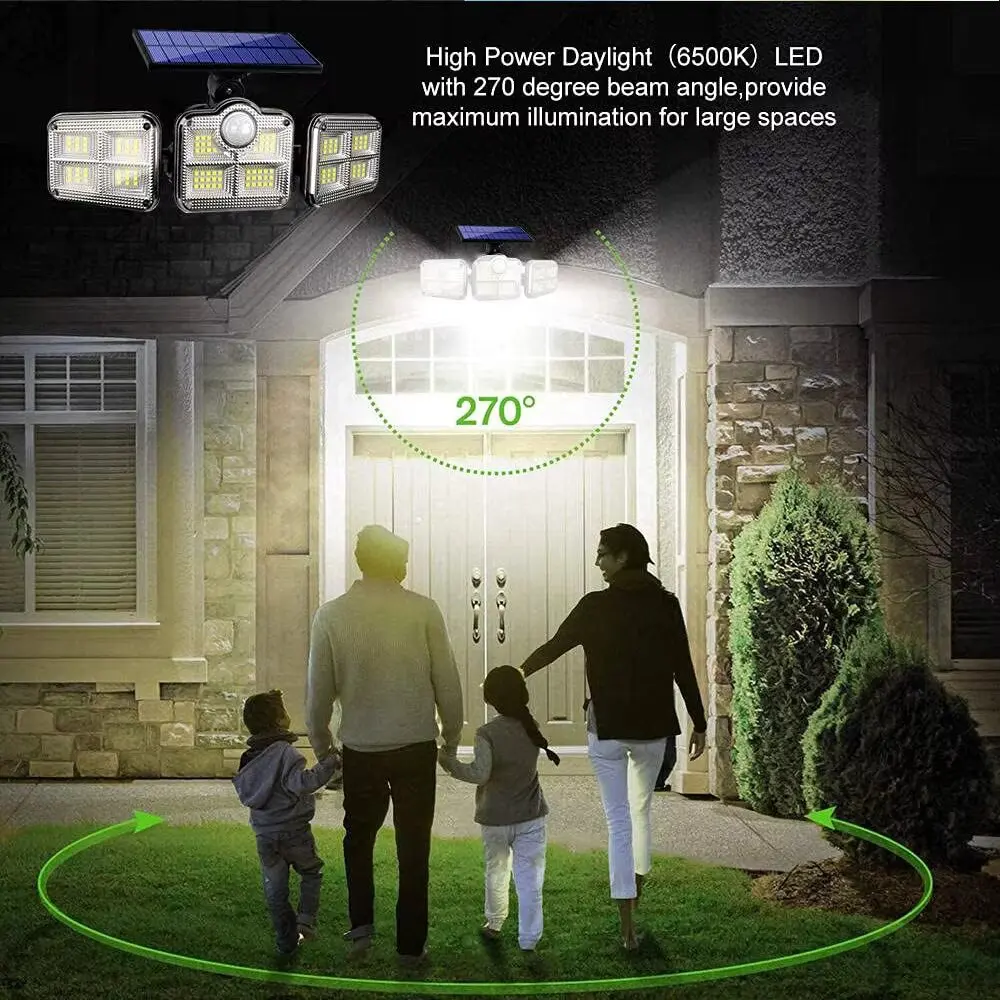 20w Solar Light 122/333led IP65 Waterproof Outdoor Indoor Solar Garden Lamp With Adjustable Head Wide Lighting Angle With 3 Mode 3