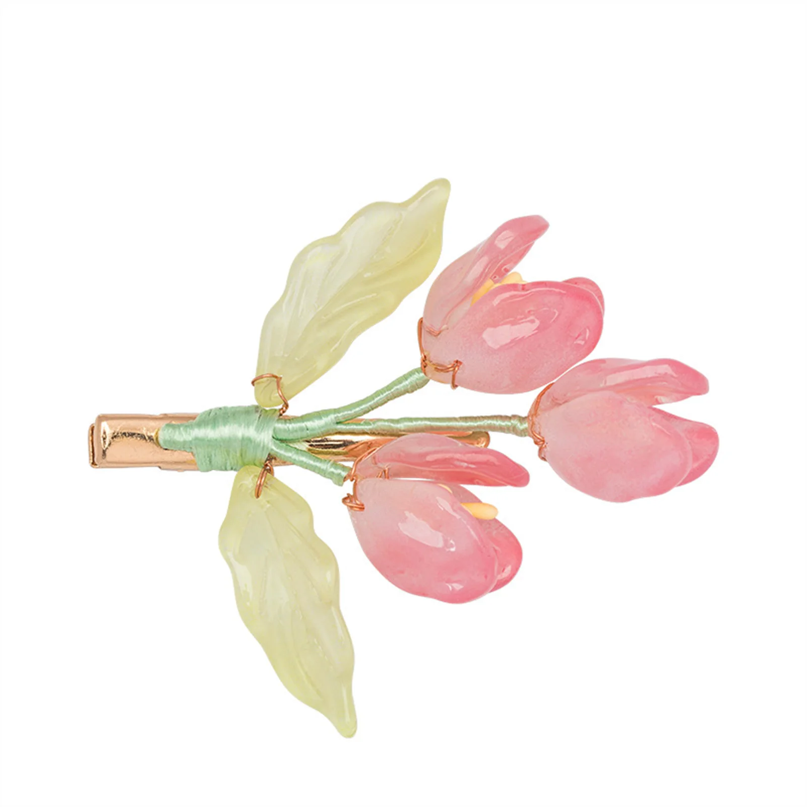 

Ancient Style Tulip Hair Styling Hair Clips Glaze Flower Setting Hair Weaving Jewelry for Dress Hairstyle Making Tools