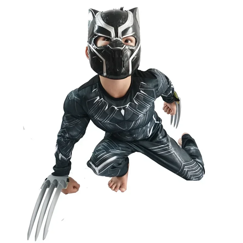 Wolverine Child Halloween Costume Black Panter Costume Classic Hero Kids Onesies Wolverine Muscle Child Jumpsuit