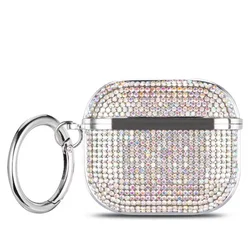 Deluxe Plated Sparkling Diamond Bluetooth Headphone Case with Keychain - Shockproof Earphone Cover - Airpods 3 (Colorful)