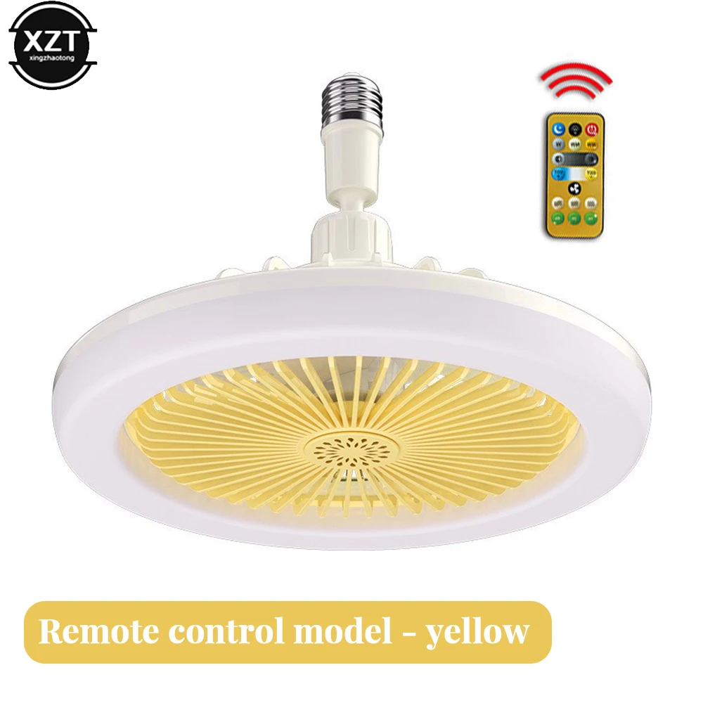 30W Ceiling Fan With Lighting Lamp E27 Converter Base LED Fan Lamp With Remote Control For Bedroom Living Home Silent Adjustable