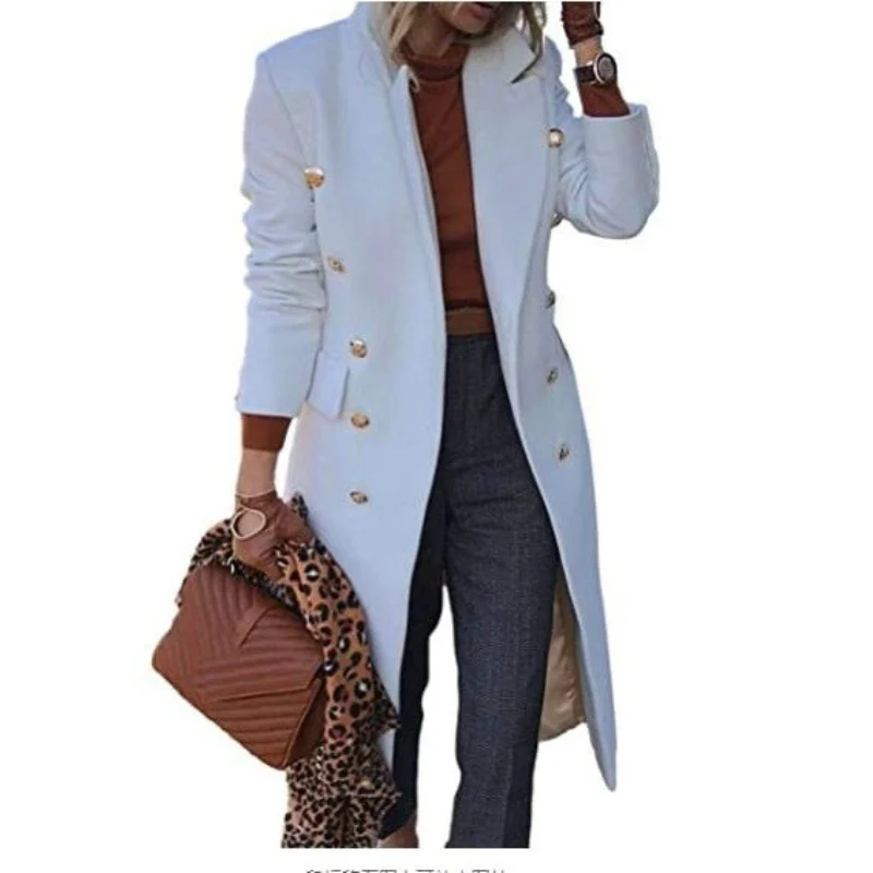 Fashion Autumn Winter 2022 Women Jackets Lapel Wool Coats Ladies Blends