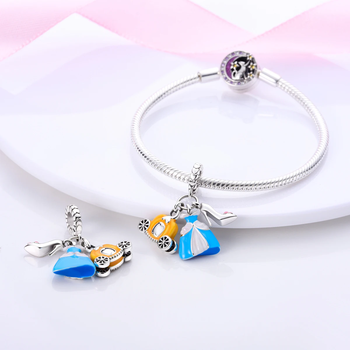 Silver Plated Roller Skates Wings Dangle Charm fit Original Pandora Bracelet Beads Color Enamel Pendant Women Jewelry Making